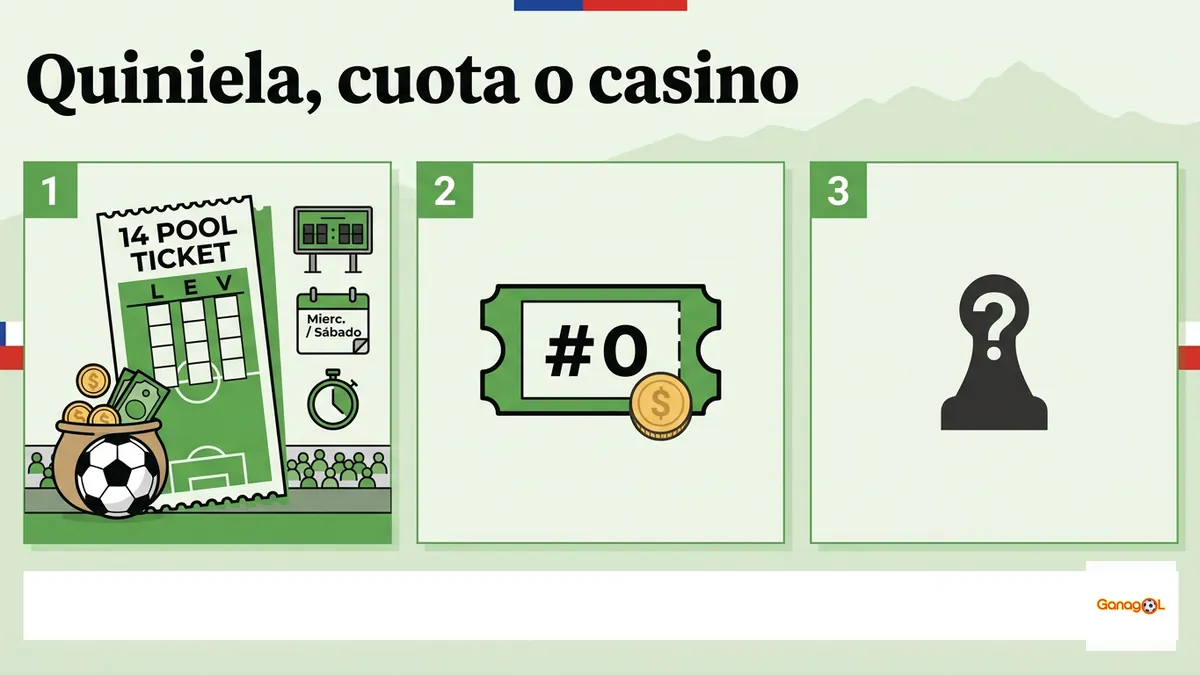 Tres tipos de juego comparados: quiniela deportiva, apuesta de cuota fija y casino en Chile