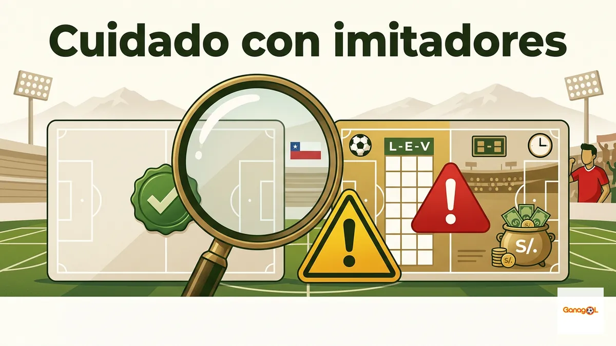 Ilustración sobre cómo verificar el sitio oficial y evitar imitadores del nombre Ganagol en Chile