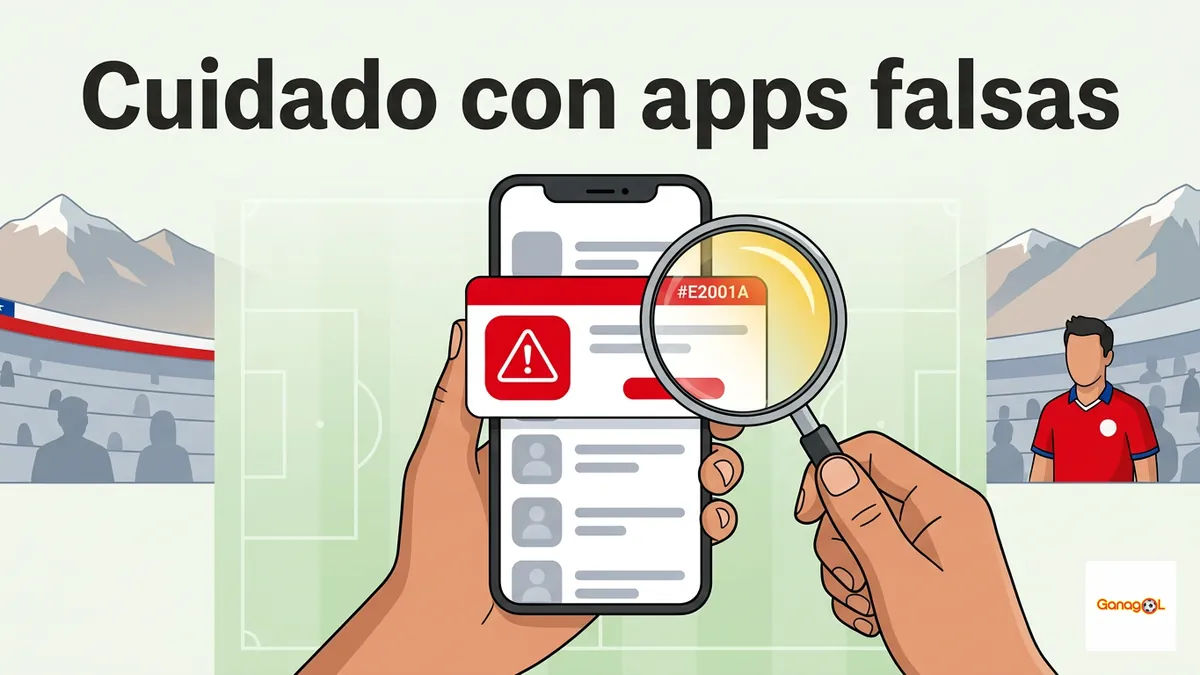 Ilustración de un celular con una alerta de precaución sobre listados y APK de terceros no verificados