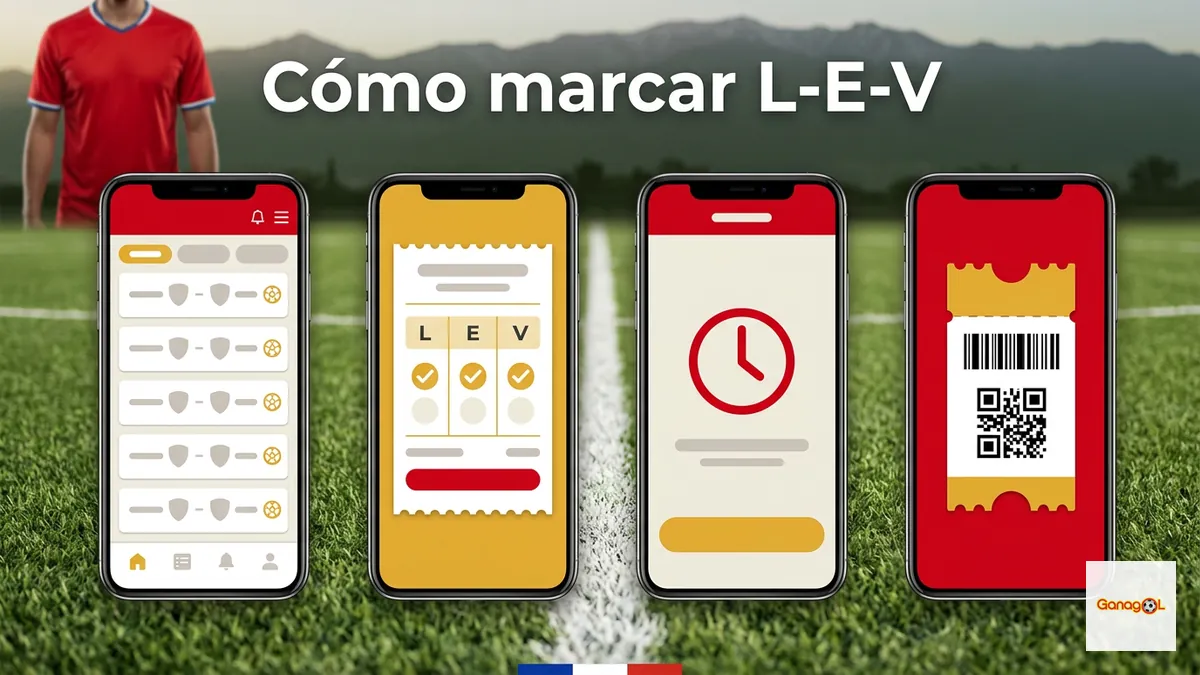 Pasos para marcar el pronóstico L-E-V en la jugada de Ganagol, con boleto y código QR