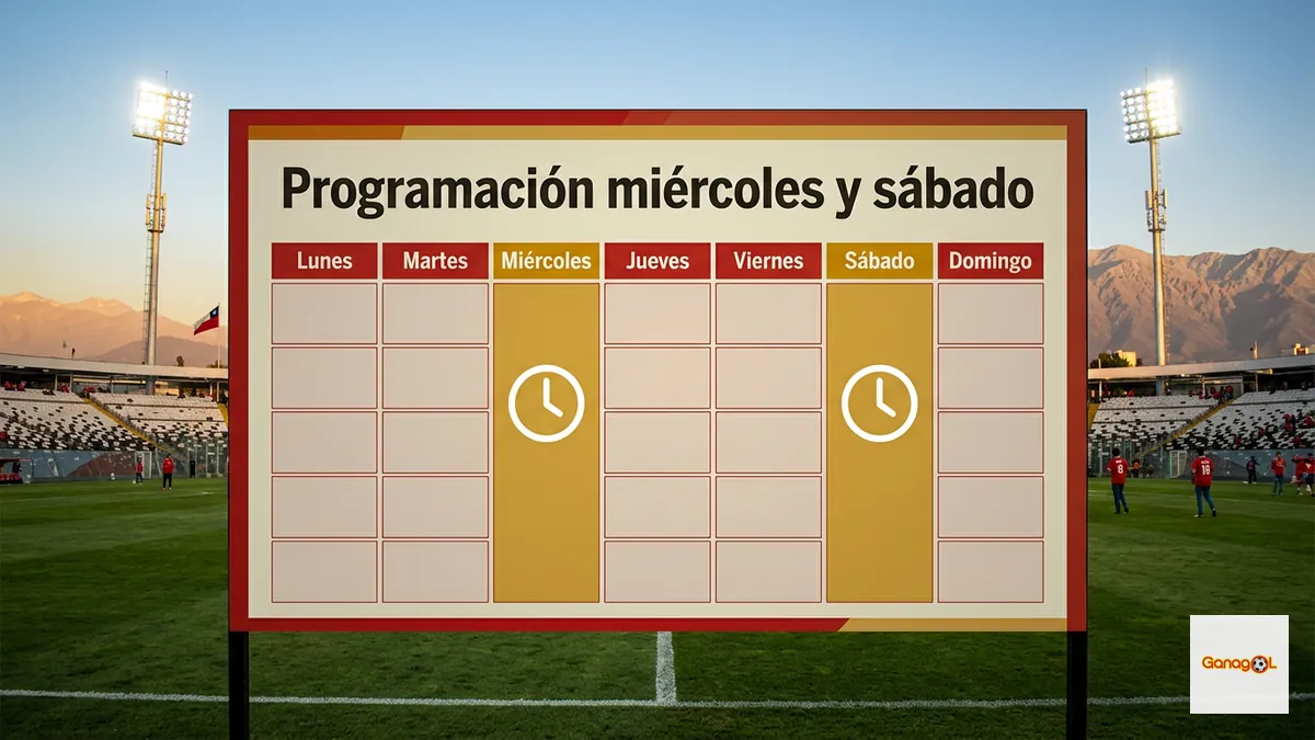 Calendario de programación de Ganagol con cierre de jugada los miércoles y sábados