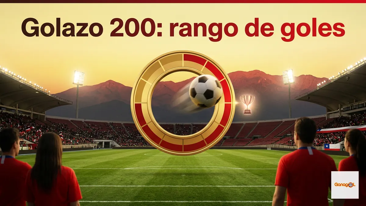 Diana de diez rangos de goles del Golazo 200 de Ganagol sobre cancha con Andes de fondo