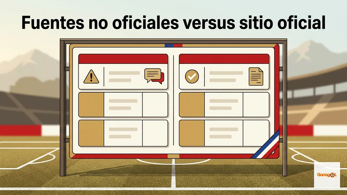 Comparación visual entre datos de páginas no oficiales y la información confirmada por el sitio oficial de Ganagol